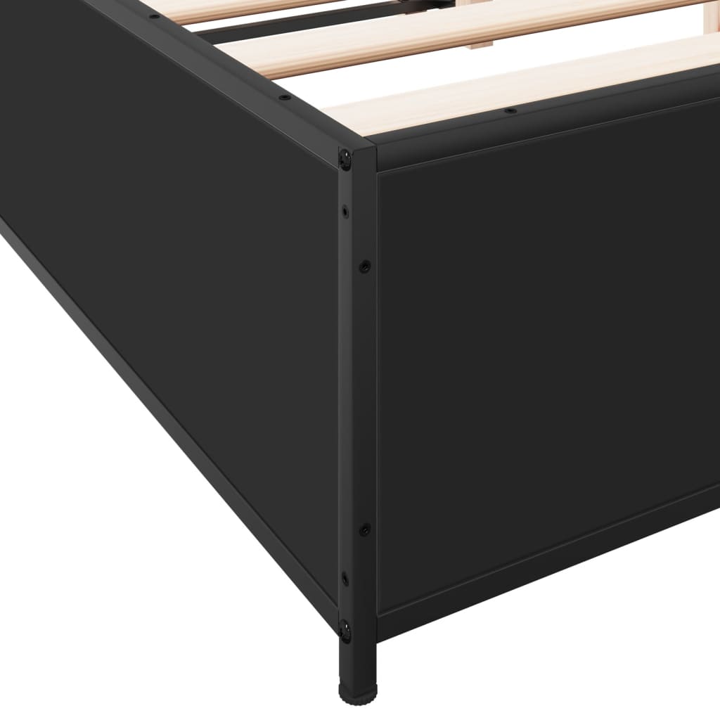 vidaXL Πλαίσιο Κρεβατιού Μαύρο 160x200 εκ. Επεξ. Ξύλο & Μέταλλο