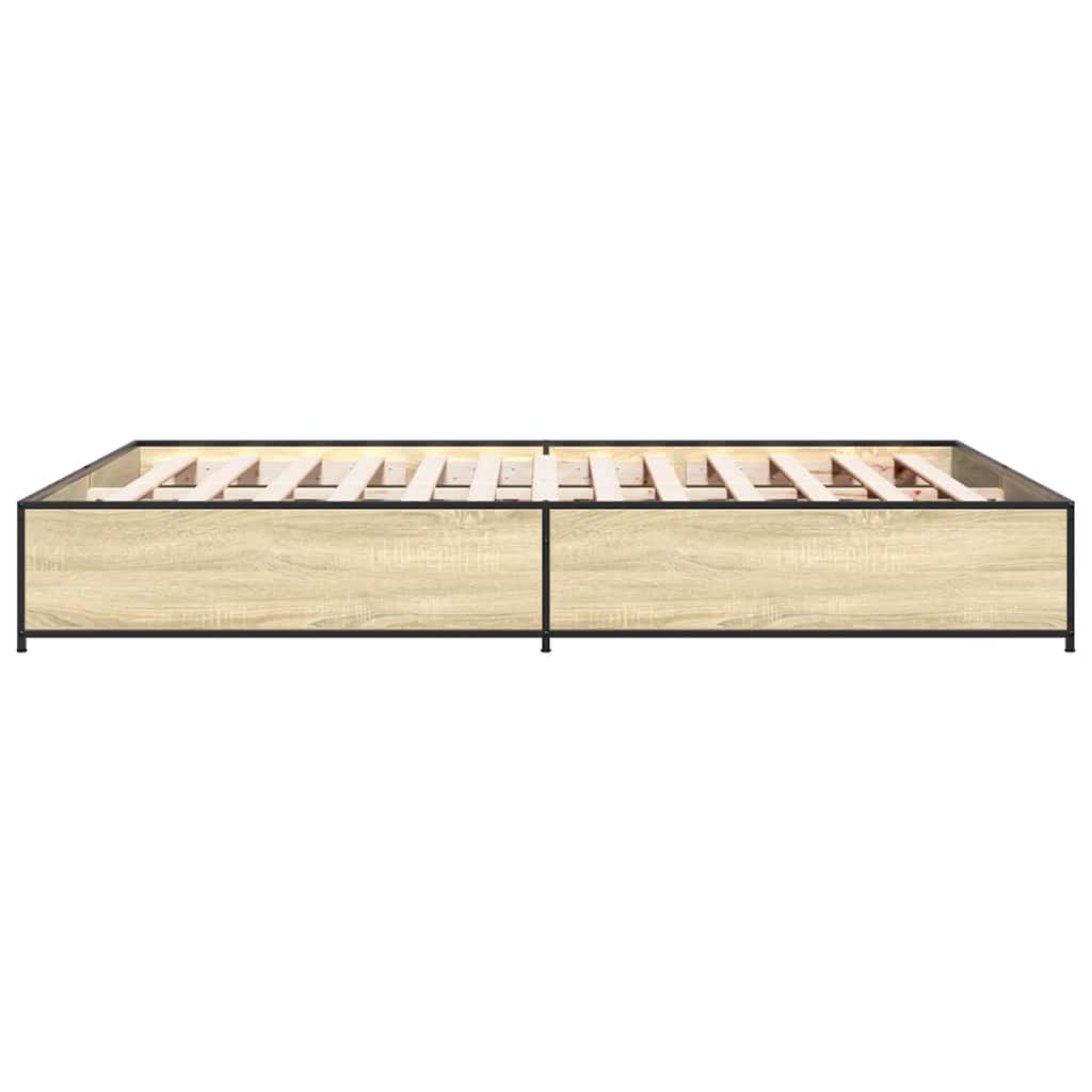 vidaXL Πλαίσιο Κρεβατιού Sonoma Δρυς 150x200 εκ. Επεξ. Ξύλο & Μέταλλο