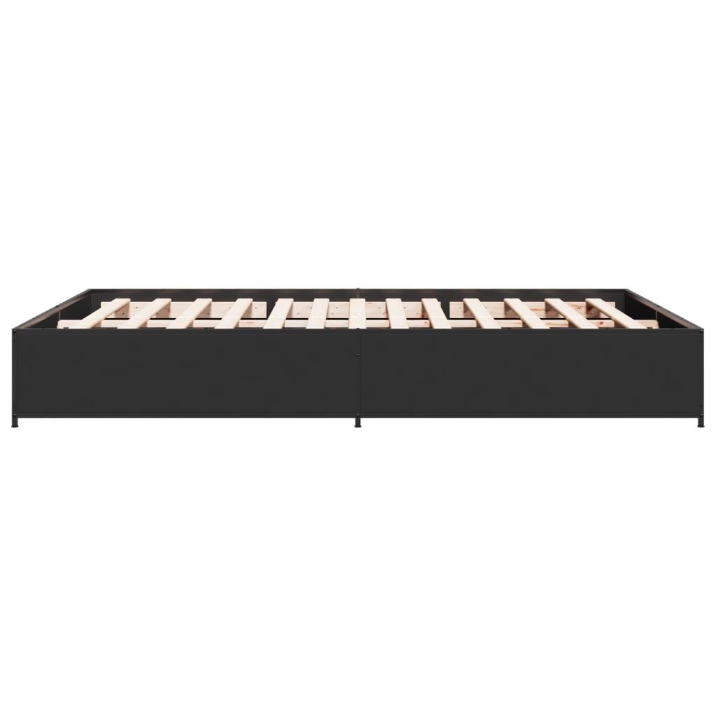 vidaXL Πλαίσιο Κρεβατιού Μαύρο 140x200 εκ. Επεξεργ. Ξύλο και Μέταλλο