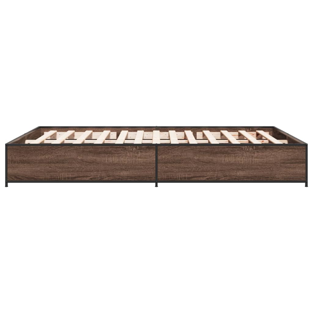 vidaXL Πλαίσιο Κρεβατιού Καφέ Δρυς 140x200 εκ. Επεξ. Ξύλο & Μέταλλο