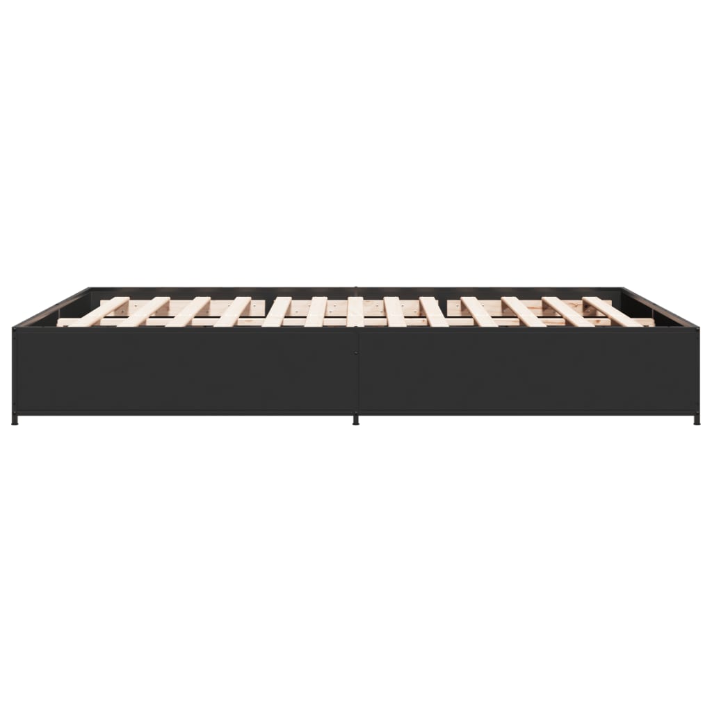 vidaXL Πλαίσιο Κρεβατιού Μαύρο 120x200 εκ. Επεξ. Ξύλο & Μέταλλο