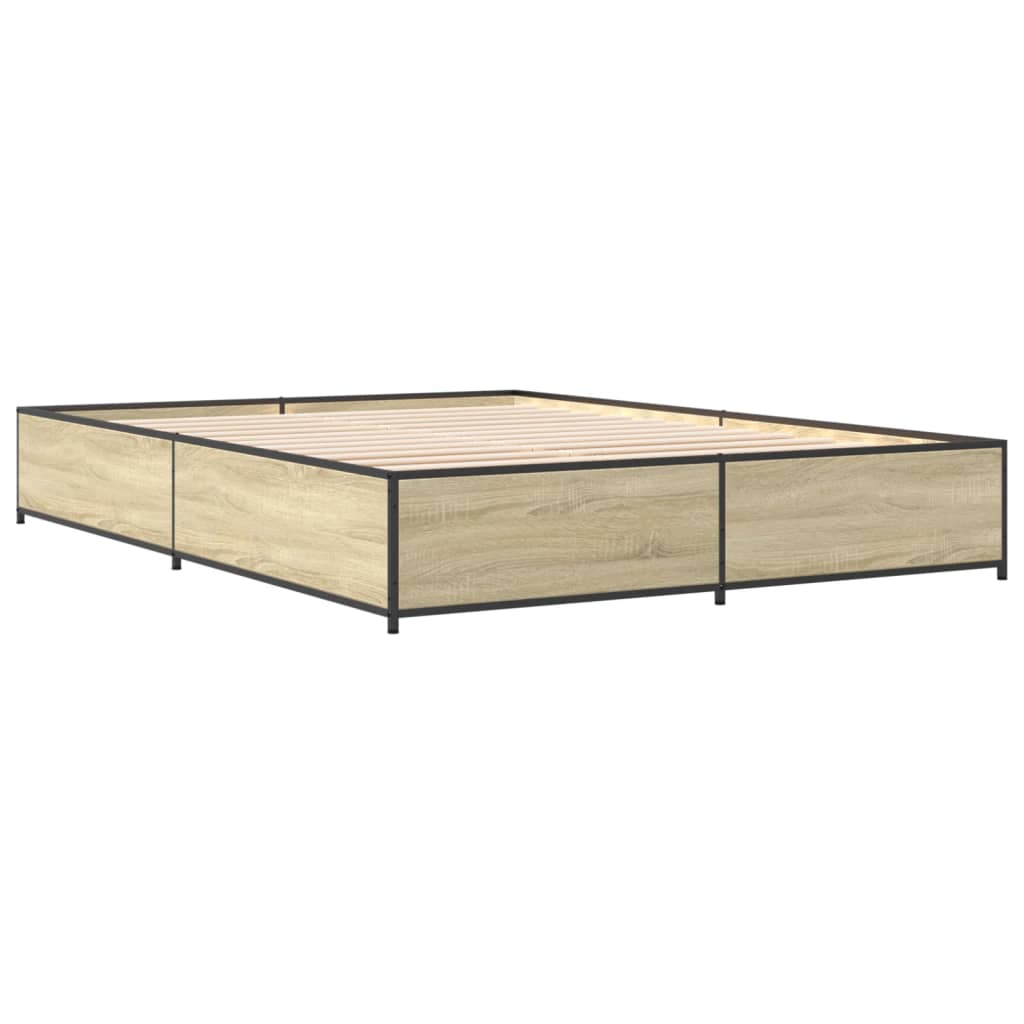 vidaXL Πλαίσιο Κρεβατιού Sonoma Δρυς 120x190 εκ. Επεξ. Ξύλο & Μέταλλο
