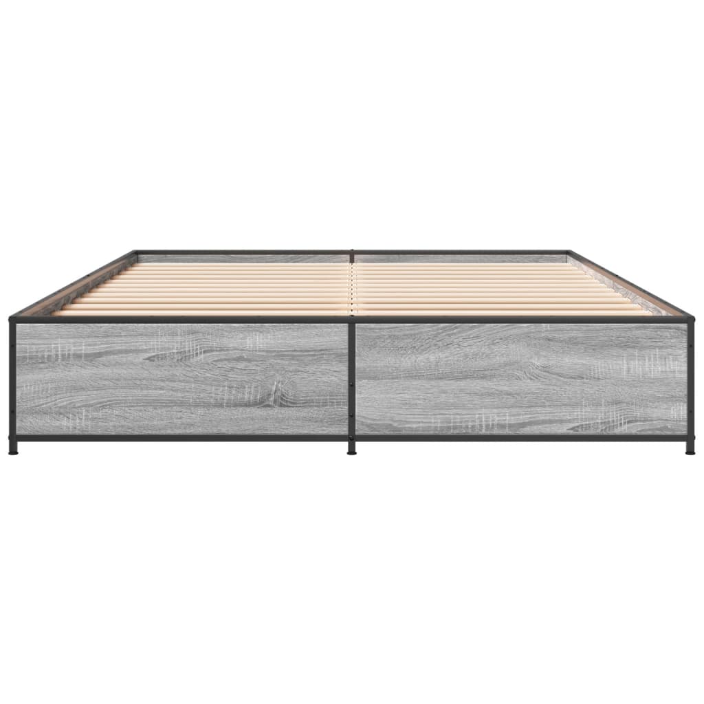 vidaXL Πλαίσιο Κρεβατιού Γκρι Sonoma 120 x 190εκ. Επεξ. Ξύλο & Μέταλλο