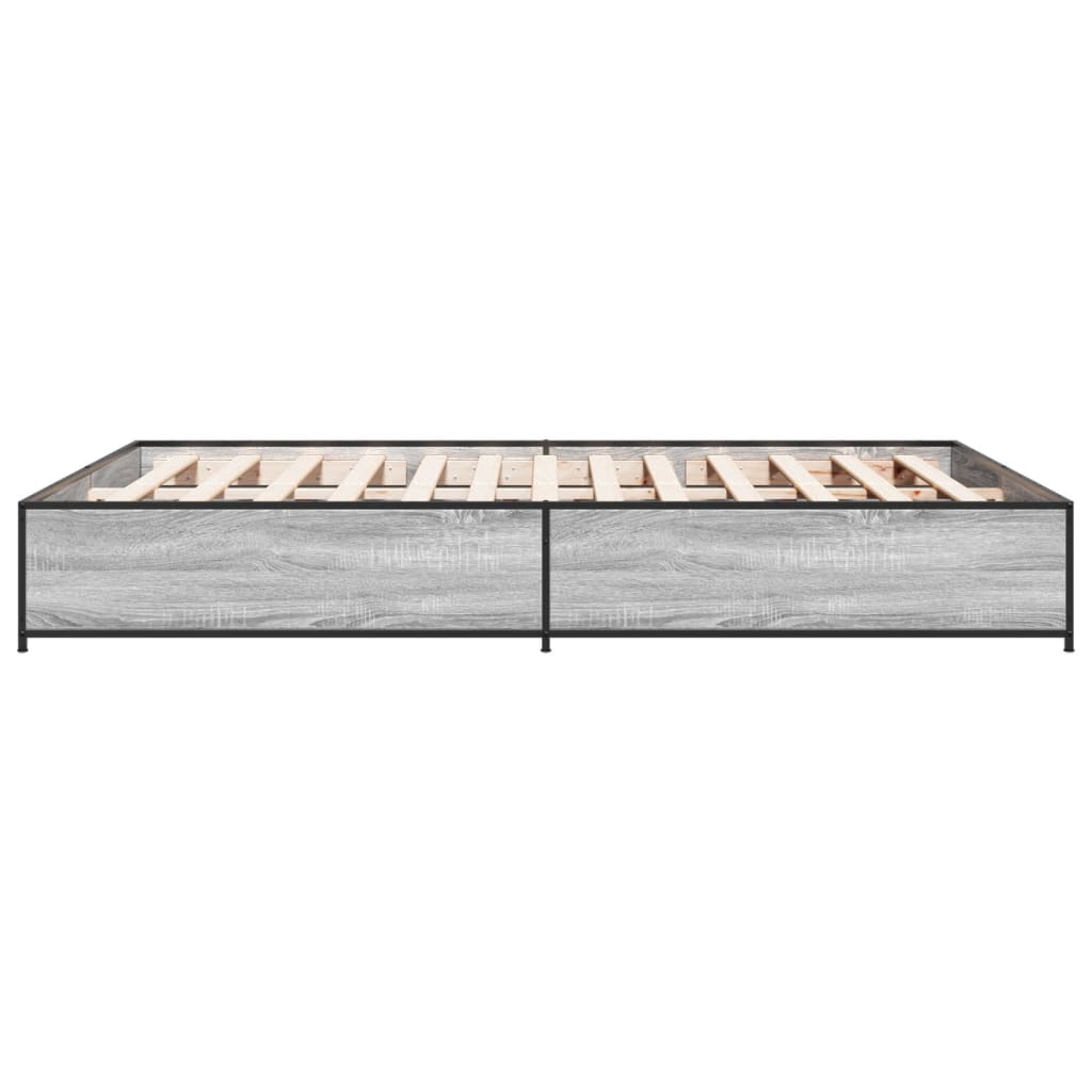 vidaXL Πλαίσιο Κρεβατιού Γκρι Sonoma 120 x 190εκ. Επεξ. Ξύλο & Μέταλλο
