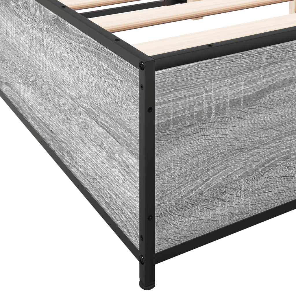 vidaXL Πλαίσιο Κρεβατιού Γκρι Sonoma 120 x 190εκ. Επεξ. Ξύλο & Μέταλλο