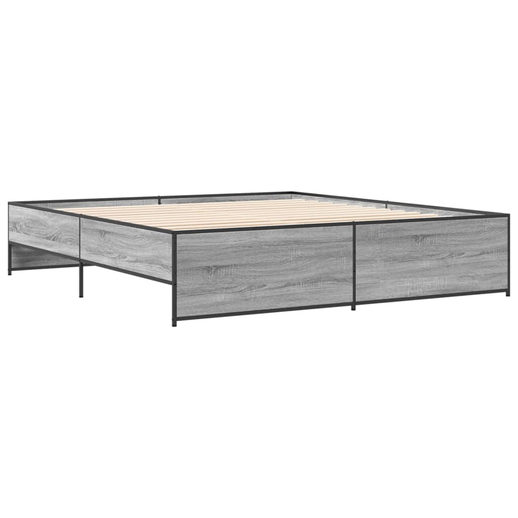 vidaXL Πλαίσιο Κρεβατιού Γκρι Sonoma 200x200 εκ. Επεξ. Ξύλο & Μέταλλο