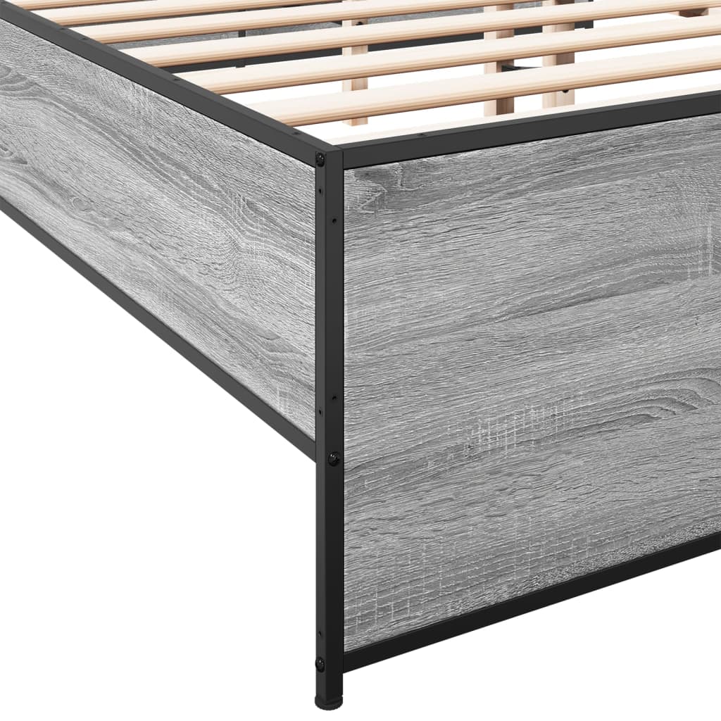 vidaXL Πλαίσιο Κρεβατιού Γκρι Sonoma 200x200 εκ. Επεξ. Ξύλο & Μέταλλο