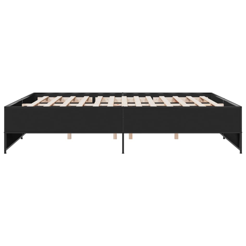 vidaXL Πλαίσιο Κρεβατιού Μαύρο 180 x 200 εκ. Επεξ. Ξύλο & Μέταλλο