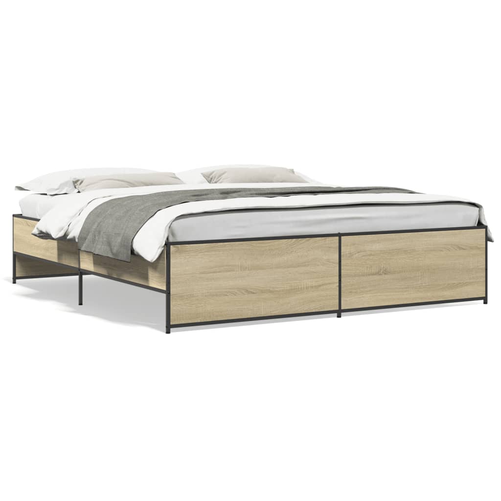 vidaXL Πλαίσιο Κρεβατιού Sonoma Δρυς 180x200 εκ. Επεξ. Ξύλο & Μέταλλο