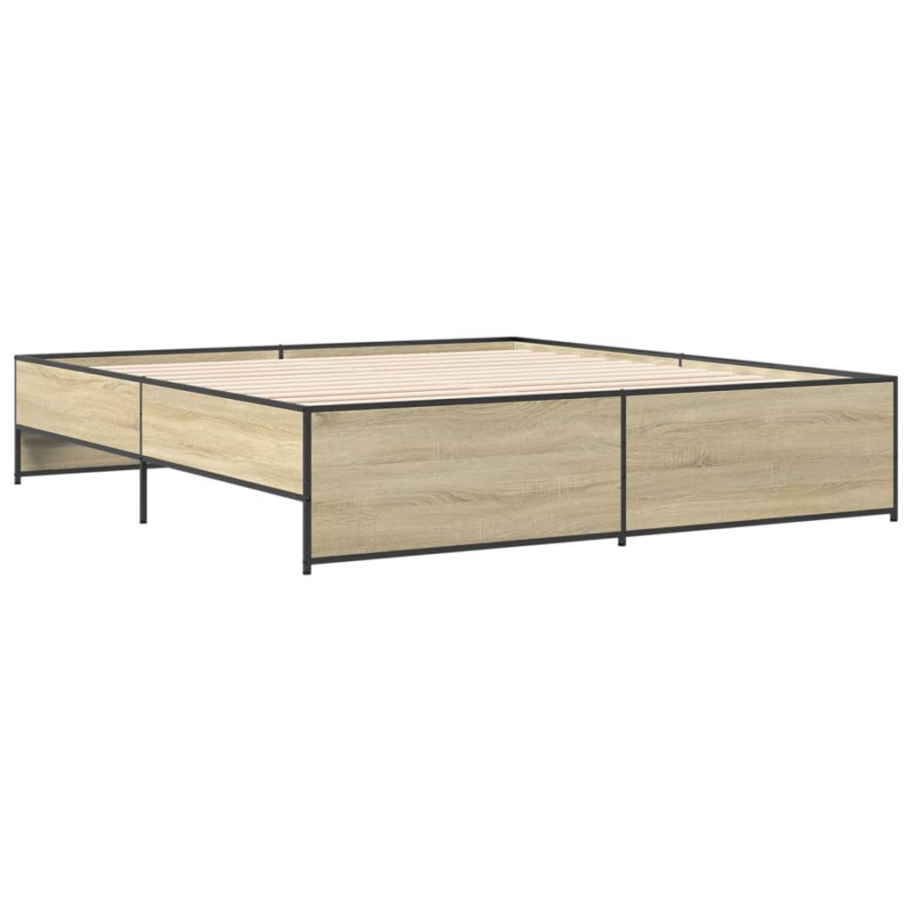 vidaXL Πλαίσιο Κρεβατιού Sonoma Δρυς 180x200 εκ. Επεξ. Ξύλο & Μέταλλο