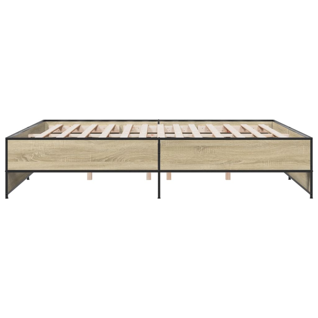 vidaXL Πλαίσιο Κρεβατιού Sonoma Δρυς 180x200 εκ. Επεξ. Ξύλο & Μέταλλο