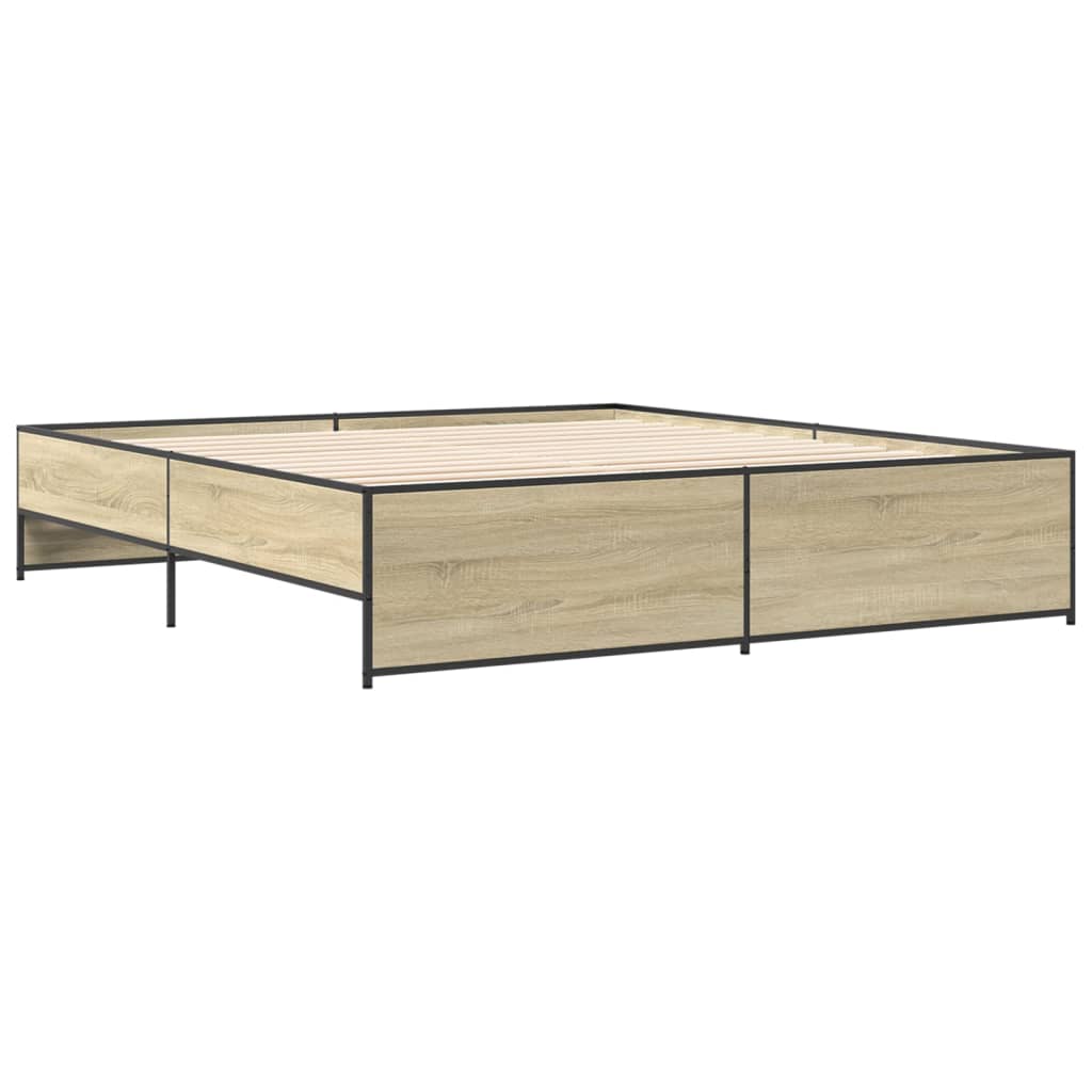 vidaXL Πλαίσιο Κρεβατιού Sonoma Δρυς 180x200 εκ. Επεξ. Ξύλο & Μέταλλο