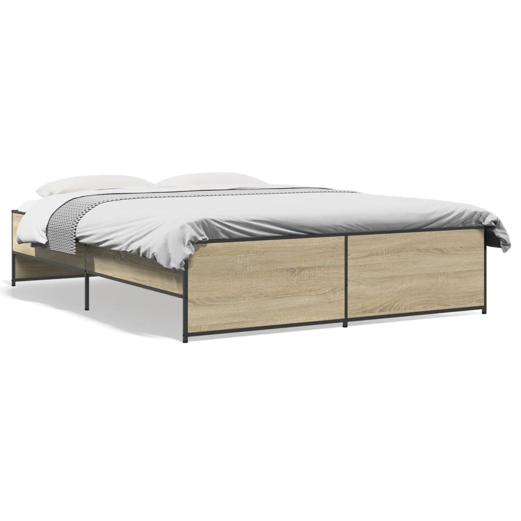 vidaXL Πλαίσιο Κρεβατιού Sonoma Δρυς 160x200 εκ. Επεξ. Ξύλο & Μέταλλο