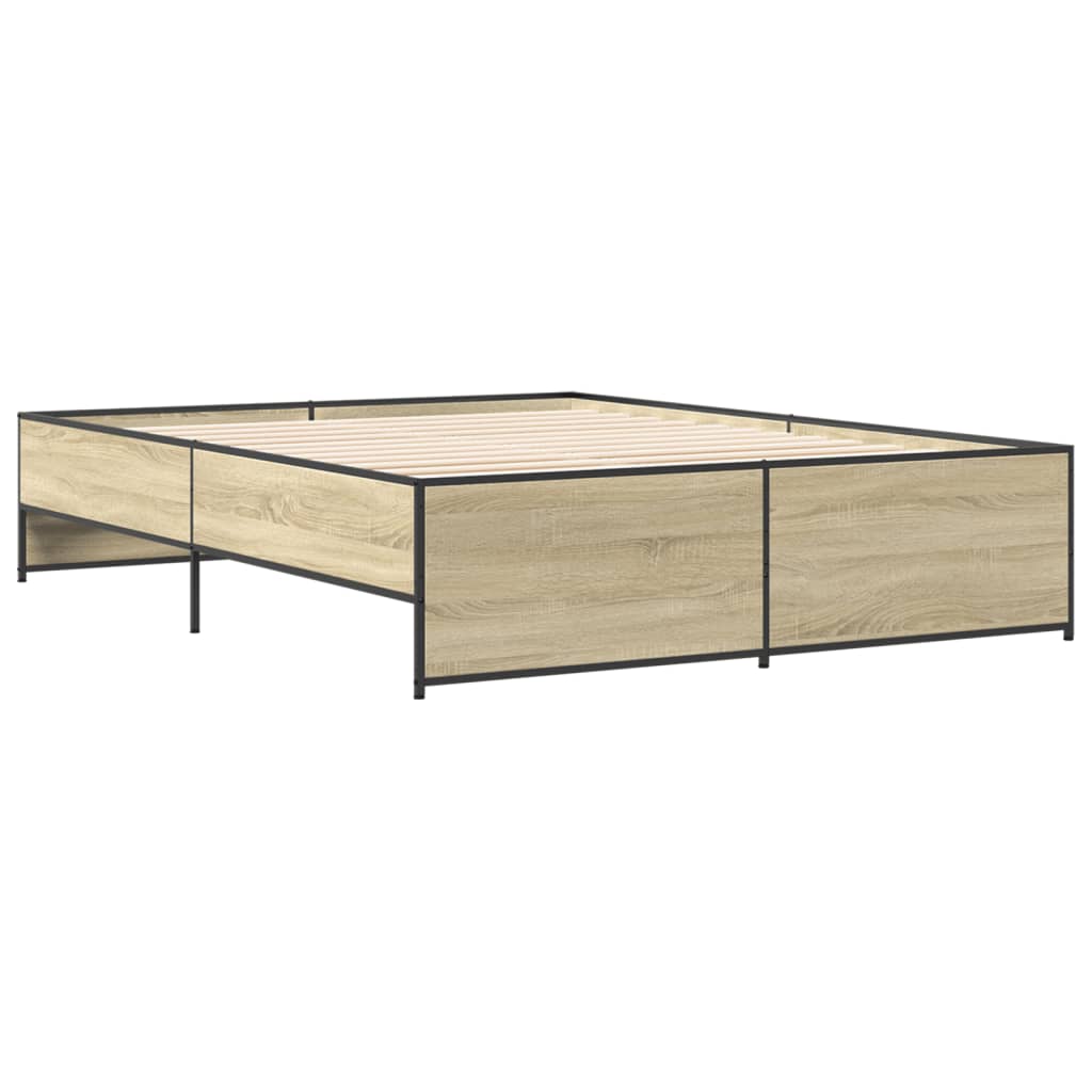 vidaXL Πλαίσιο Κρεβατιού Sonoma Δρυς 160x200 εκ. Επεξ. Ξύλο & Μέταλλο