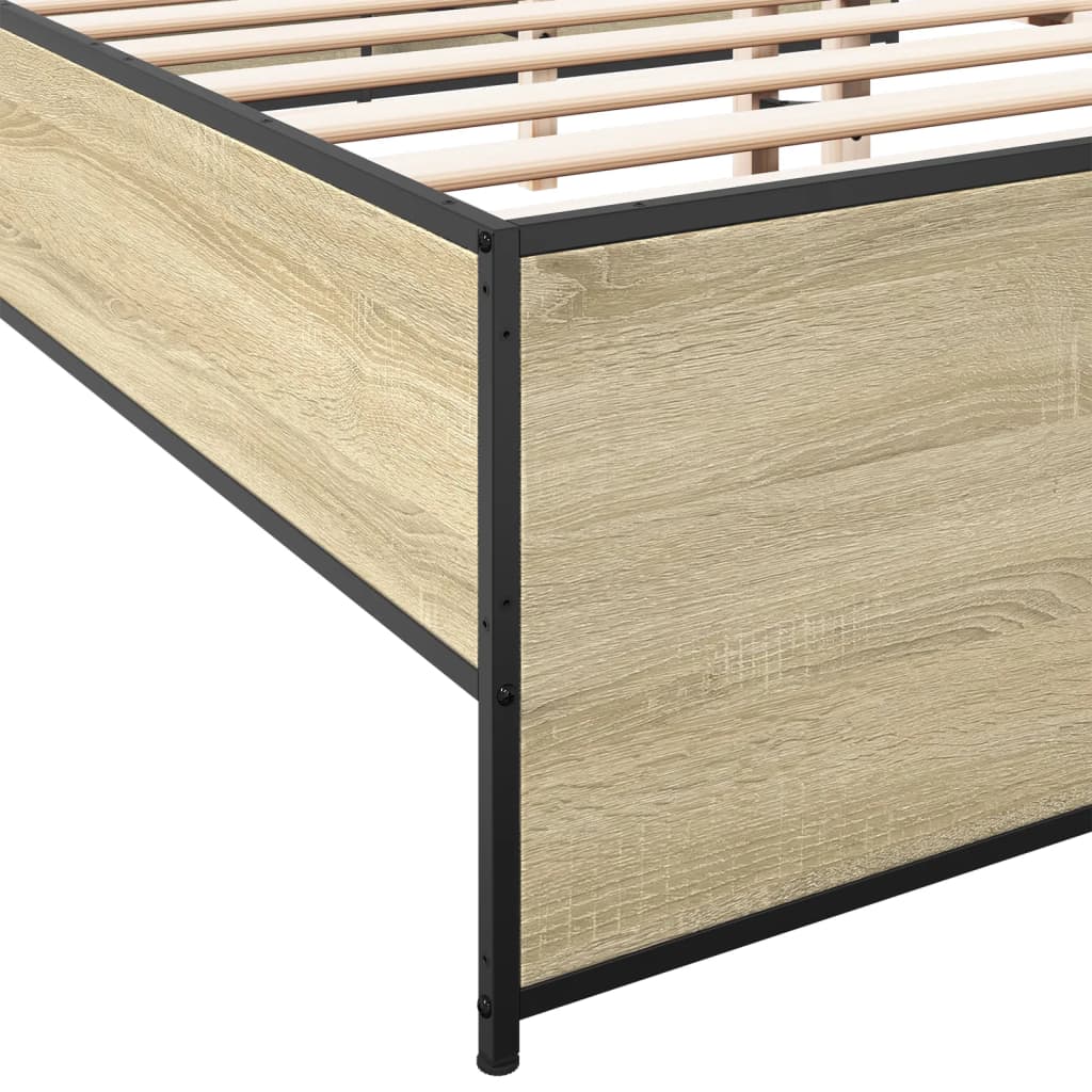 vidaXL Πλαίσιο Κρεβατιού Sonoma Δρυς 160x200 εκ. Επεξ. Ξύλο & Μέταλλο