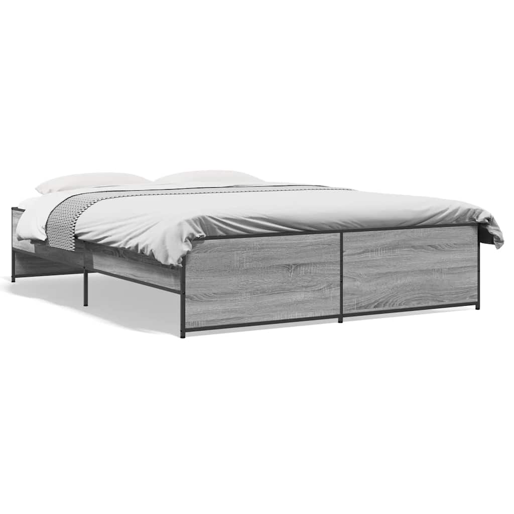 vidaXL Πλαίσιο Κρεβατιού Γκρι Sonoma 160x200 εκ. Επεξ. Ξύλο & Μέταλλο