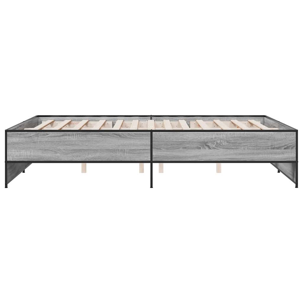 vidaXL Πλαίσιο Κρεβατιού Γκρι Sonoma 160x200 εκ. Επεξ. Ξύλο & Μέταλλο