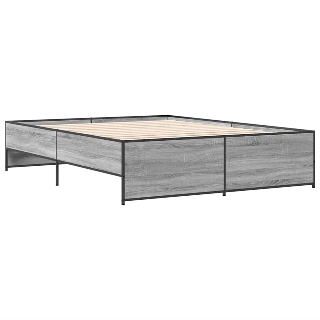 vidaXL Πλαίσιο Κρεβατιού Γκρι Sonoma 160x200 εκ. Επεξ. Ξύλο & Μέταλλο