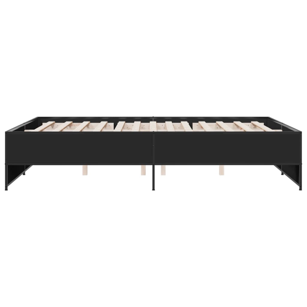 vidaXL Πλαίσιο Κρεβατιού Μαύρο 160x200 εκ. Επεξ. Ξύλο & Μέταλλο