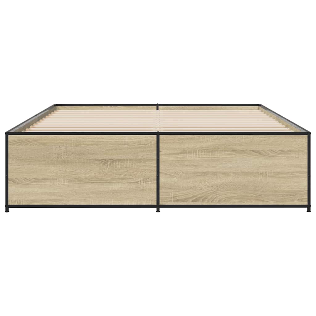 vidaXL Πλαίσιο Κρεβατιού Sonoma Δρυς 150x200 εκ. Επεξ. Ξύλο & Μέταλλο