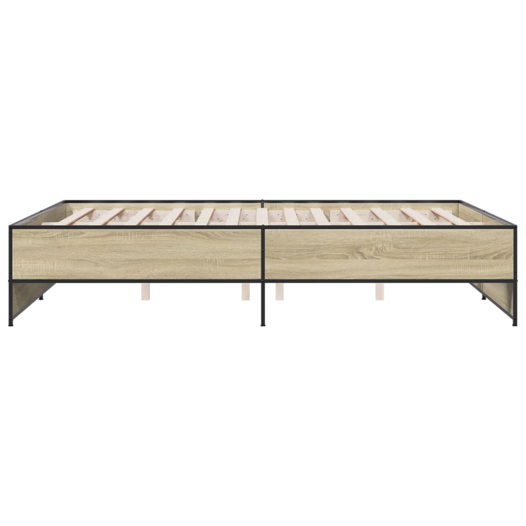 vidaXL Πλαίσιο Κρεβατιού Sonoma Δρυς 150x200 εκ. Επεξ. Ξύλο & Μέταλλο