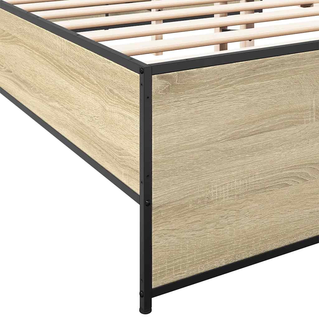 vidaXL Πλαίσιο Κρεβατιού Sonoma Δρυς 150x200 εκ. Επεξ. Ξύλο & Μέταλλο