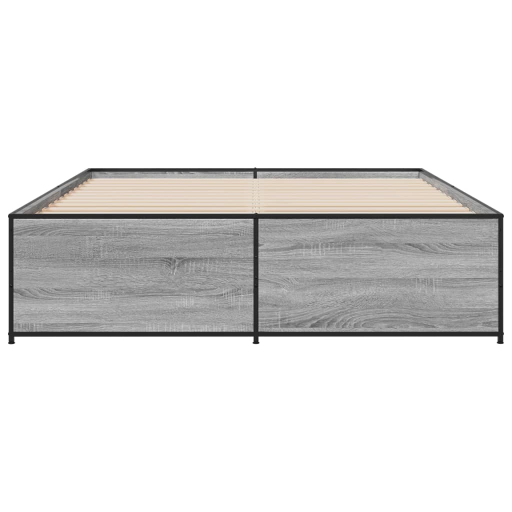 vidaXL Πλαίσιο Κρεβατιού Γκρι Sonoma 150x200 εκ. Επεξ. Ξύλο & Μέταλλο