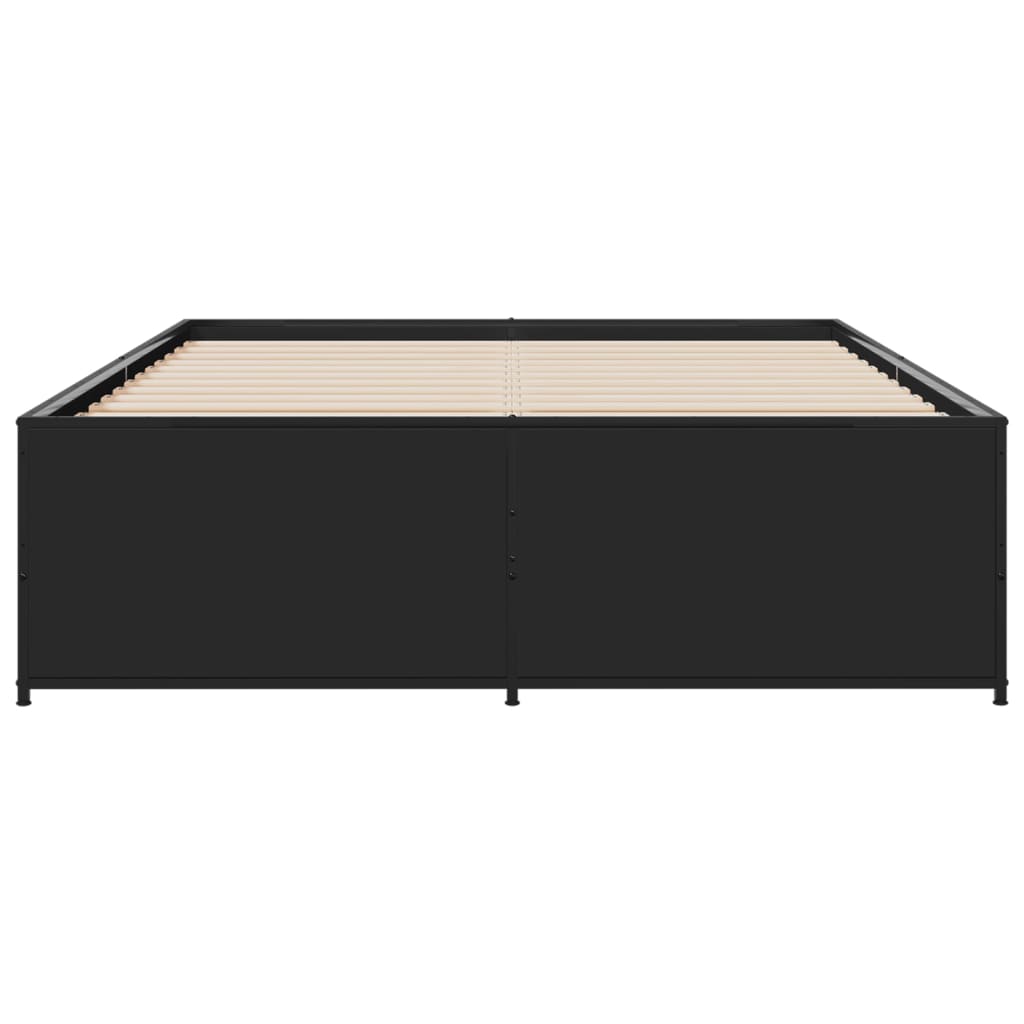 vidaXL Πλαίσιο Κρεβατιού Μαύρο 120x200 εκ. Επεξ. Ξύλο & Μέταλλο