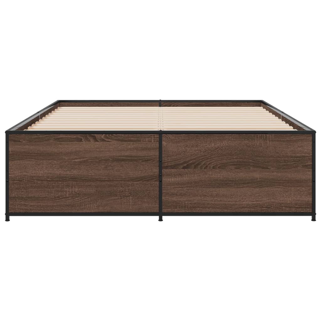 vidaXL Πλαίσιο Κρεβατιού Καφέ Δρυς 120x200 εκ. Επεξ. Ξύλο & Μέταλλο