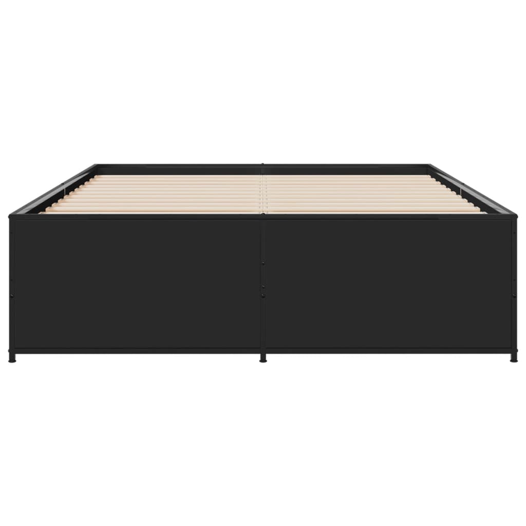 vidaXL Πλαίσιο Κρεβατιού Μαύρο 140 x 190 εκ. Επεξ. Ξύλο & Μέταλλο
