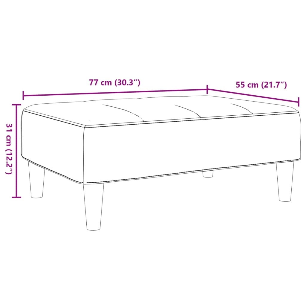vidaXL Υποπόδιο Μαύρο 77x55x31 εκ. Βελούδινο