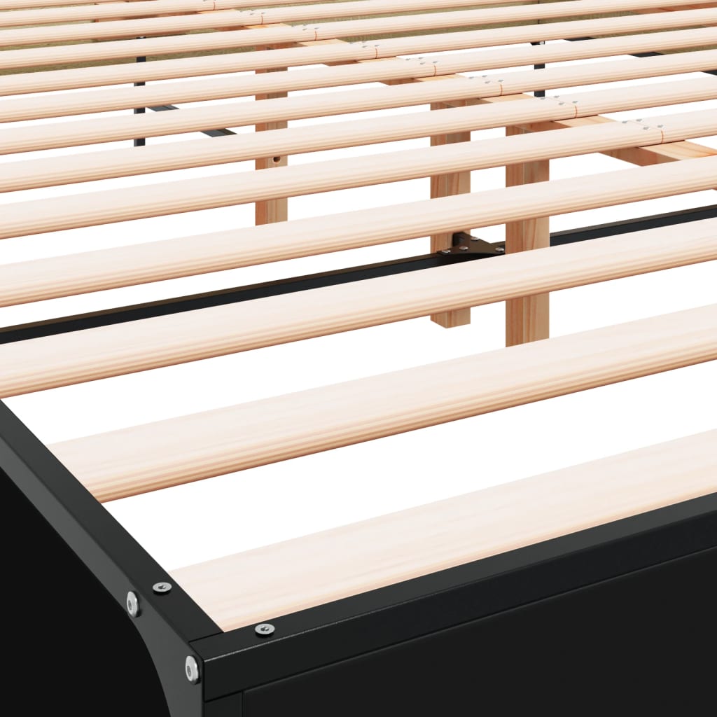 vidaXL Πλαίσιο Κρεβατιού Μαύρο 120x200 εκ. Επεξ. Ξύλο & Μέταλλο