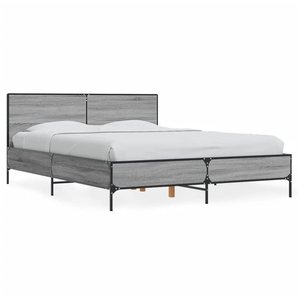 vidaXL Πλαίσιο Κρεβατιού Γκρι Sonoma 120x200 εκ. Επεξ. Ξύλο & Μέταλλο