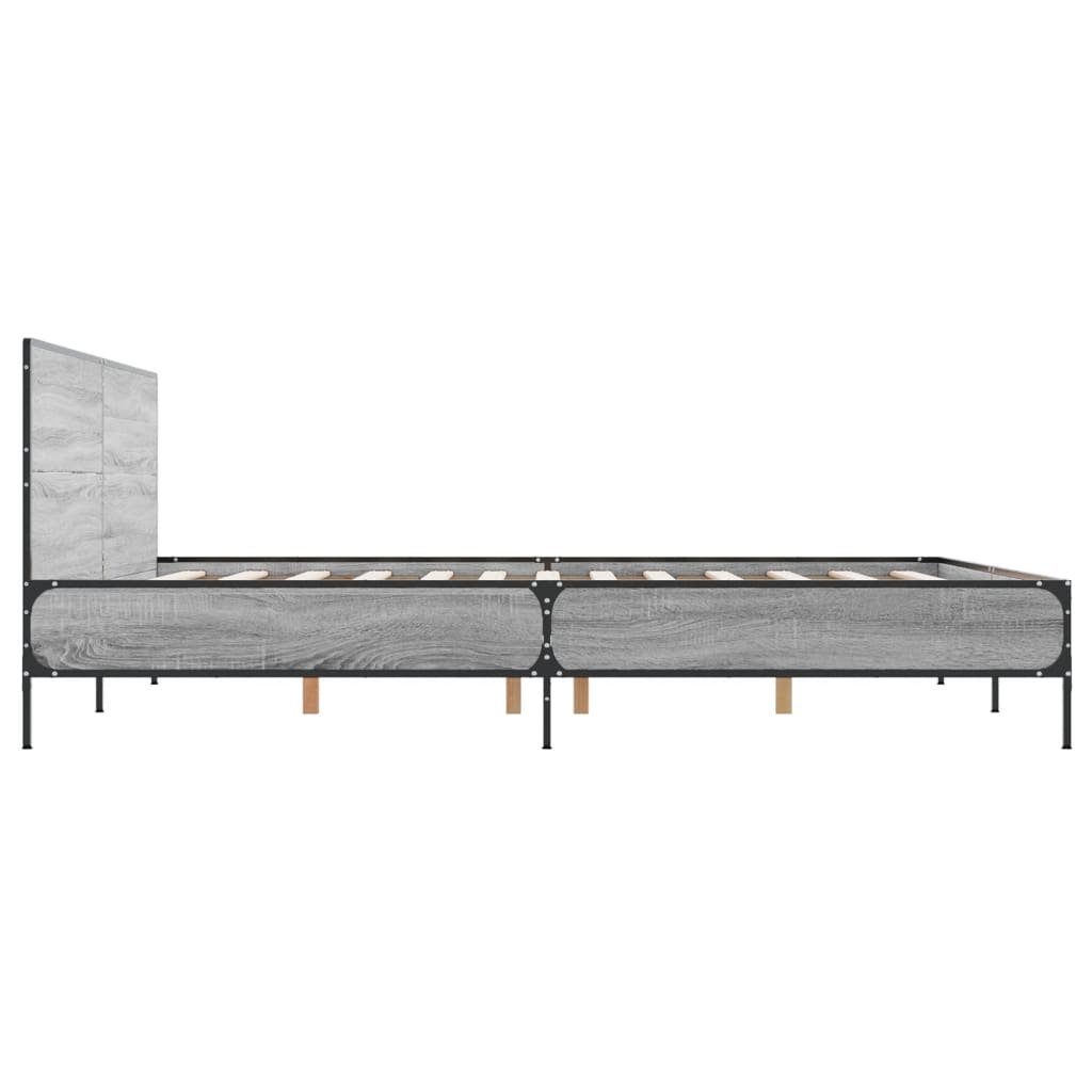 vidaXL Πλαίσιο Κρεβατιού Γκρι Sonoma 120x200 εκ. Επεξ. Ξύλο & Μέταλλο