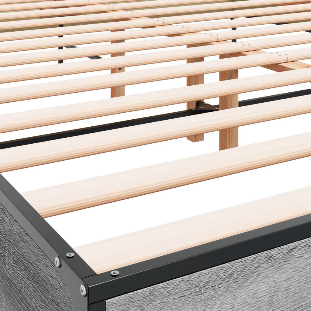 vidaXL Πλαίσιο Κρεβατιού Γκρι Sonoma 120x200 εκ. Επεξ. Ξύλο & Μέταλλο