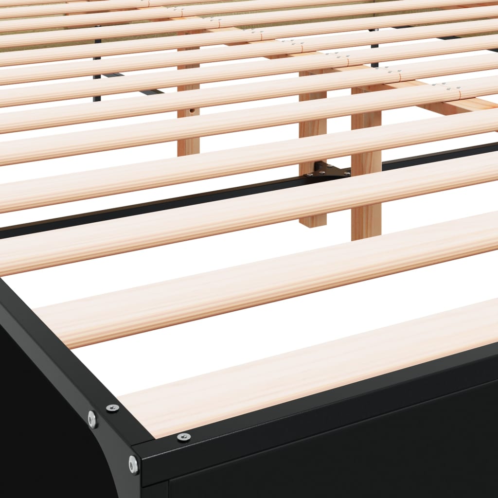 vidaXL Πλαίσιο Κρεβατιού Μαύρο 140x200 εκ. Επεξεργ. Ξύλο και Μέταλλο