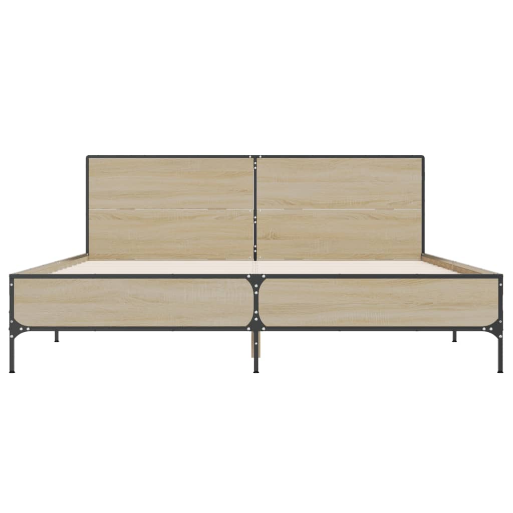 vidaXL Πλαίσιο Κρεβατιού Sonoma Δρυς 140x200 εκ. Επεξ. Ξύλο & Μέταλλο