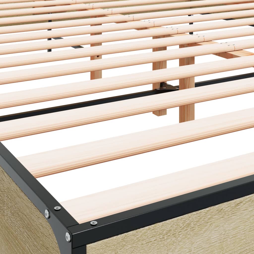 vidaXL Πλαίσιο Κρεβατιού Sonoma Δρυς 140x200 εκ. Επεξ. Ξύλο & Μέταλλο