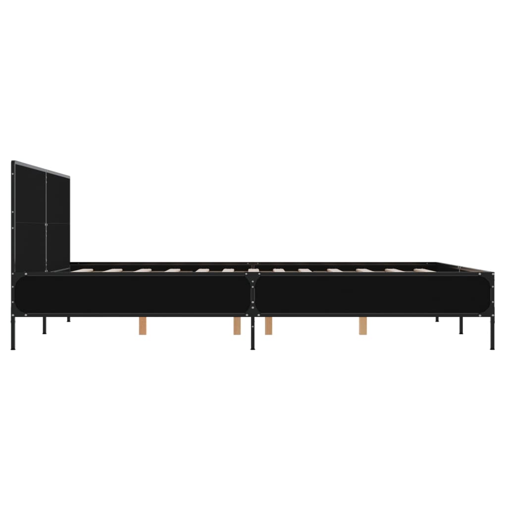 vidaXL Πλαίσιο Κρεβατιού Μαύρο 160x200 εκ. Επεξ. Ξύλο & Μέταλλο