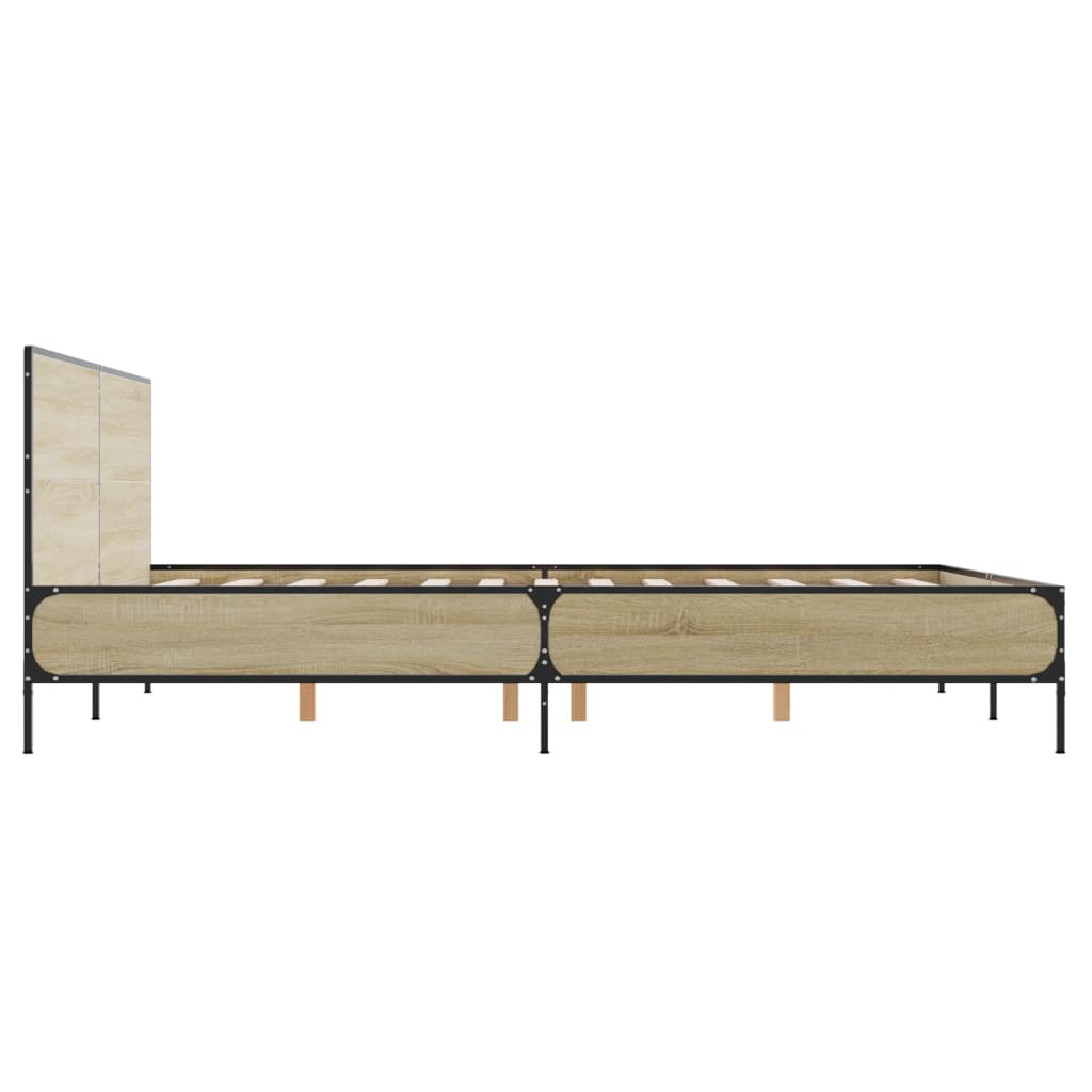 vidaXL Πλαίσιο Κρεβατιού Sonoma Δρυς 150x200 εκ. Επεξ. Ξύλο & Μέταλλο