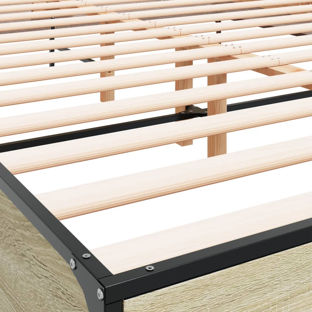 vidaXL Πλαίσιο Κρεβατιού Sonoma Δρυς 150x200 εκ. Επεξ. Ξύλο & Μέταλλο