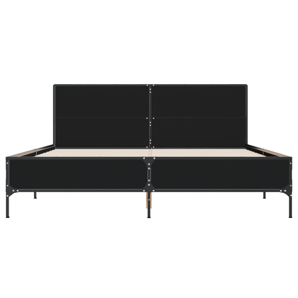vidaXL Πλαίσιο Κρεβατιού Μαύρο 160 x 200 εκ. Επεξ. Ξύλο & Μέταλλο