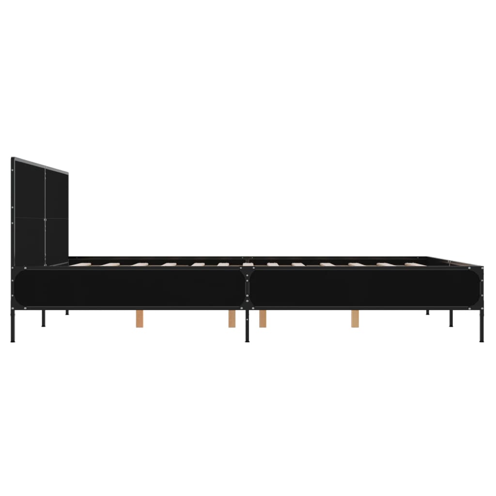 vidaXL Πλαίσιο Κρεβατιού Μαύρο 160 x 200 εκ. Επεξ. Ξύλο & Μέταλλο