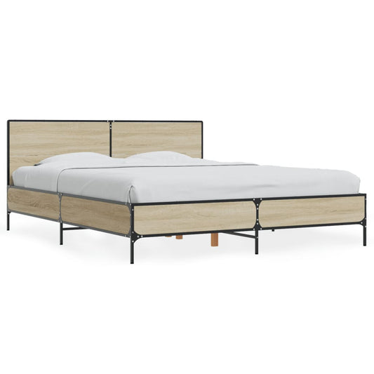 vidaXL Πλαίσιο Κρεβατιού Sonoma Δρυς 160x200 εκ. Επεξ. Ξύλο & Μέταλλο