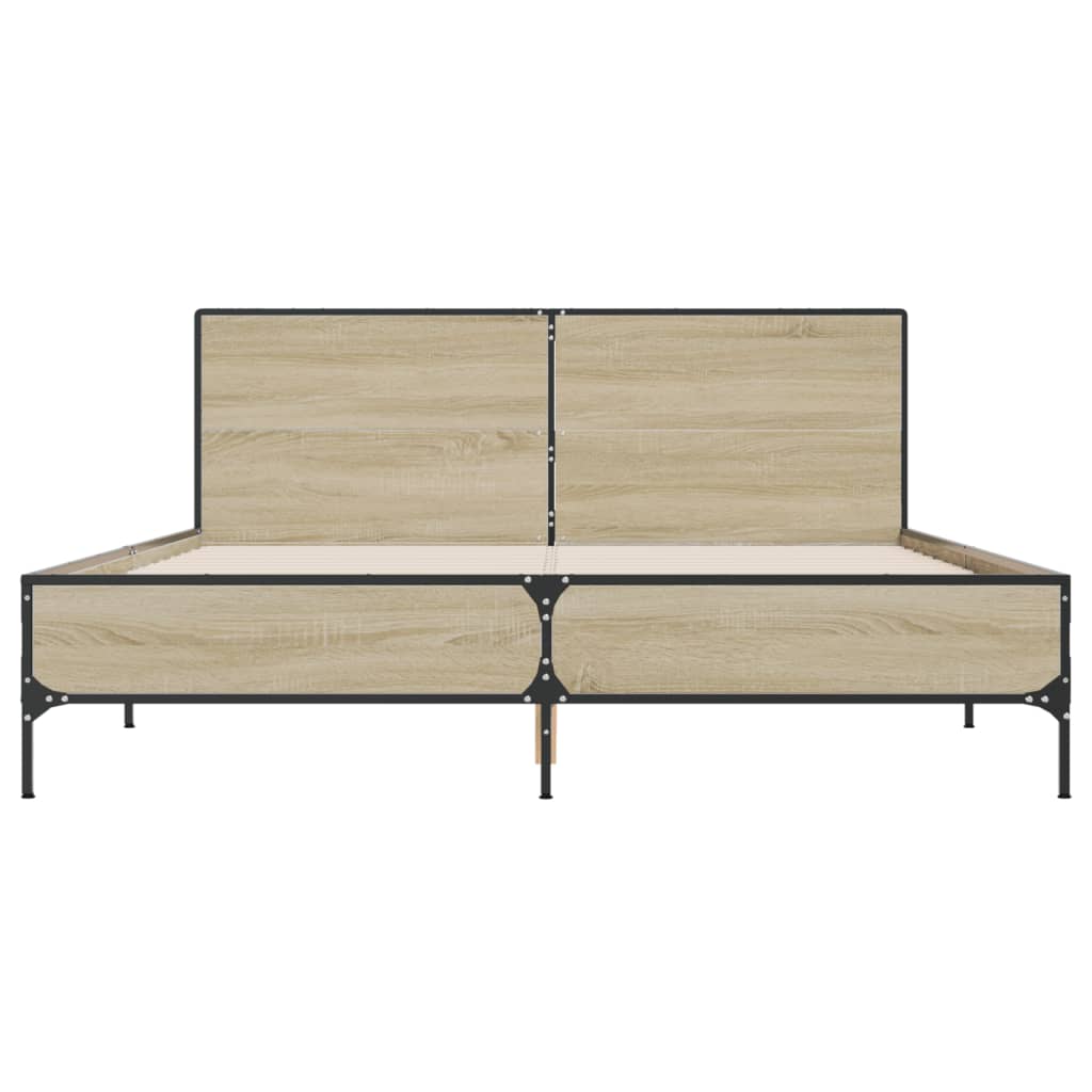 vidaXL Πλαίσιο Κρεβατιού Sonoma Δρυς 160x200 εκ. Επεξ. Ξύλο & Μέταλλο