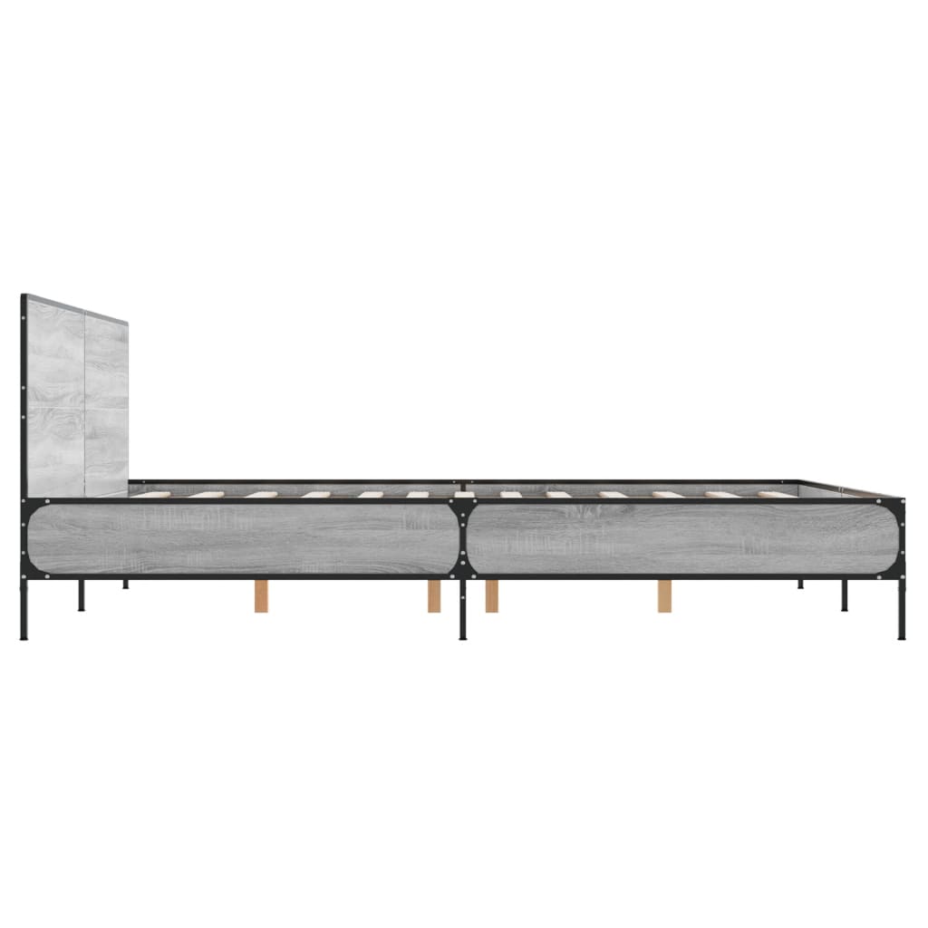 vidaXL Πλαίσιο Κρεβατιού Γκρι Sonoma 160x200 εκ. Επεξ. Ξύλο & Μέταλλο