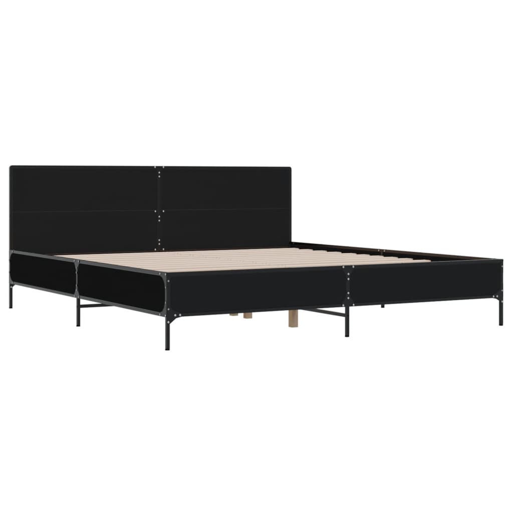 vidaXL Πλαίσιο Κρεβατιού Μαύρο 180 x 200 εκ. Επεξ. Ξύλο & Μέταλλο