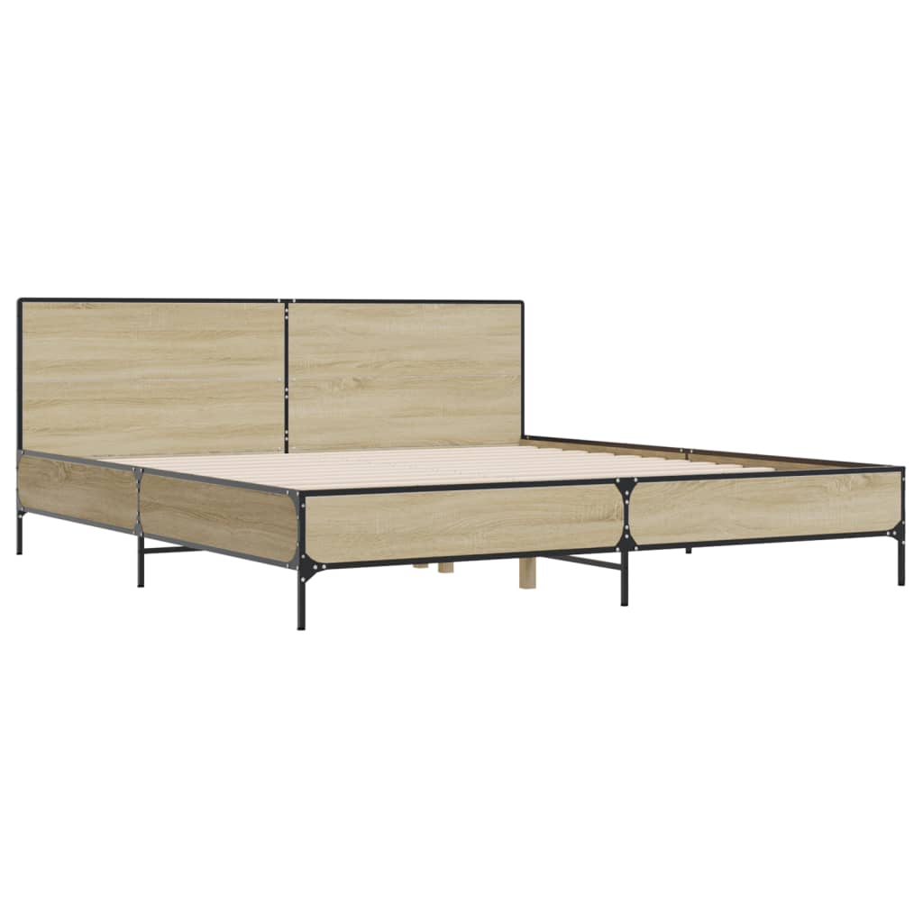 vidaXL Πλαίσιο Κρεβατιού Sonoma Δρυς 180x200 εκ. Επεξ. Ξύλο & Μέταλλο