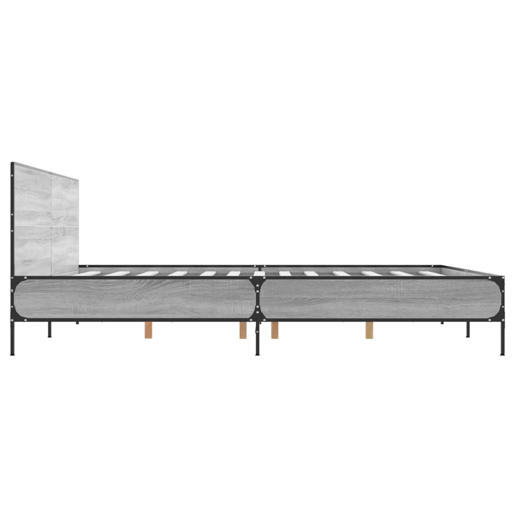 vidaXL Πλαίσιο Κρεβατιού Γκρι Sonoma 200x200 εκ. Επεξ. Ξύλο & Μέταλλο