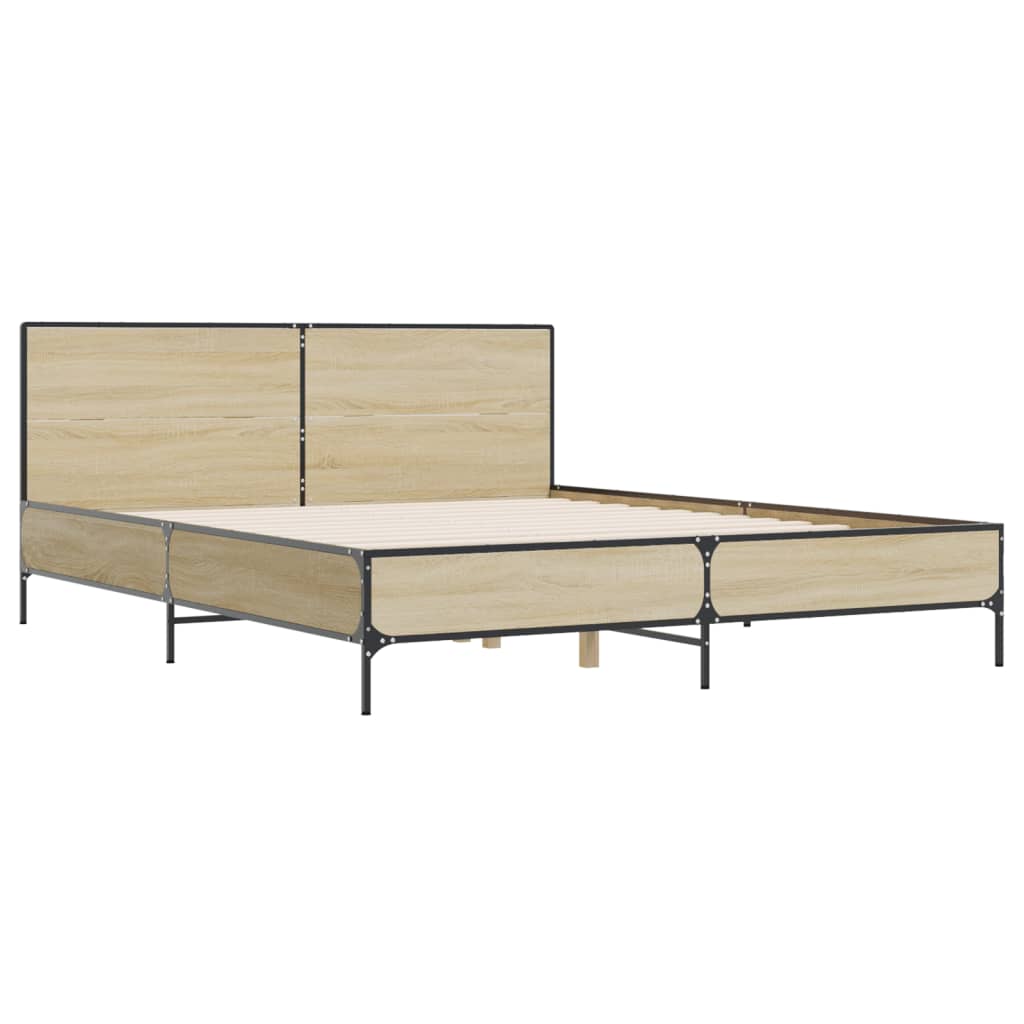 vidaXL Πλαίσιο Κρεβατιού Sonoma Δρυς 120x190 εκ. Επεξ. Ξύλο & Μέταλλο